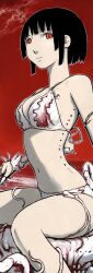  alien beach benisuzume_(gauna) bikini bob_cut breasts cleavage female gauna highres imageboard_desourced monster_girl nihei_tsutomu non-web_source official_art paint.net_(medium) placenta_(sidonia_no_kishi) science_fiction short_hair sidonia_no_kishi solo spoilers subdermal_port swimsuit white_bikini 