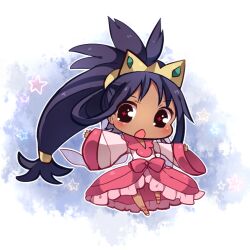  abandon_ranka bad_id bad_pixiv_id blush bow chestnut_mouth chibi dark-skinned_female dark_skin female iris_(pokemon) long_hair open_mouth pink_bow pokemon pokemon_(game) purple_hair solo waist_bow 