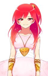  bad_id bad_pixiv_id dalc_rose dress female jewelry long_hair looking_at_viewer magi_the_labyrinth_of_magic morgiana one_side_up pendant red_eyes red_hair simple_background smile solo white_background 