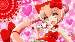  animal_ears animal_hat bow brown_eyes cameo cat_hat female hairbow hat hello_kitty hello_kitty_to_issho! kihiro_fujiwa long_hair microphone music nekomura_iroha open_mouth oshawott pink_hair pinky_out pokemon sanrio singing smile solo sparkle vocaloid 