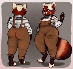  ailurid alternate_version_at_source anthro ass cheek_tuft facial_tuft fake_anna female fluffy fluffy_tail hi_res mammal overweight pawpads paws procyonid red_panda slightly_chubby slightly_chubby_female solo tail thick_thighs tuft wide_hips 