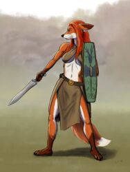  2020 3:4 antennae-hilted_sword anthro barefoot bra breasts canid canine celt celtic celtic_shield celtic_sword center_grip_shield clothing feet female fizzymus fox grass hair holding_object holding_shield holding_weapon mammal medieval_shield melee_weapon plains plant plantigrade red_eyes red_fox red_hair shield short_sword solo sword true_fox underwear warrior weapon 