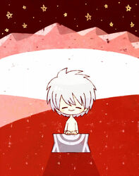  1boy bad_id bad_pixiv_id chibi closed_eyes coffin evangelion:_1.0_you_are_(not)_alone male_focus moon nagisa_kaworu neon_genesis_evangelion nude photoshop_(medium) rebuild_of_evangelion smile solo toufu1945 white_hair 