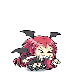  &gt;_&lt; animated animated daniel_renard dress female koakuma long_hair red_hair sharp_teeth succubus tail teeth touhou wings 