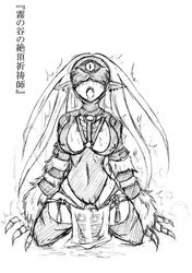  breasts female female gamonkoubou long_hair mist_valley_shaman monchrome monochrome sweat yu-gi-oh! 