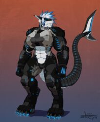  2017 absurd_res anthro big_breasts breasts countershading cybernetics female fin fish hi_res living_machine machine marine muscular muscular_female nika_sharkeh non-mammal_breasts shark solo stoopix tail tail_fin 