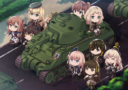  alisa_(girls_und_panzer) anthro aqua_eyes blonde_hair boots brown_eyes brown_hair chibi crossover eyepatch girls_frontline girls_und_panzer gray_eyes group hat kay_(girls_und_panzer) long_hair m14_(girls_frontline) m16a1_(girls_frontline) m1_garand_(girls_frontline) m2hb_(girls_frontline) m4_sopmod_ii_(girls_frontline) m4a1_(girls_frontline) persocon93 pink_hair ponytail red_eyes ribbons ro635_(girls_frontline) robot short_hair springfield_(girls_frontline) st_ar-15_(girls_frontline) stockings twintails uniform yellow_eyes 