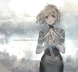  bad_id bad_pixiv_id blonde_hair blue_eyes blush bridal_gauntlets dress female final_fantasy final_fantasy_xv isakawa_megumi kingsglaive:_final_fantasy_xv lunafreya_nox_fleuret solo white_dress 