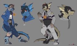  anthro bottomwear claws clothing digitigrade ear_growth footwear growth hirith hoodie jewelry male mammal medallion multi_ear necklace pants plantigrade see-saw shirt shoes simple_background tail thick_tail tofubread topwear torn_clothing transformation 