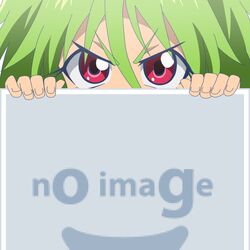  commentary_request eye_focus female green_hair mugen_ouka muromi-san namiuchigiwa_no_muromi-san no_image peeking_out peeping pixiv red_eyes solo 