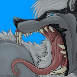  666kps canid canine canis digital_media_(artwork) fangs feral gaping_mouth jaws long_tongue male mammal monstrous mouth_shot nightdancer_(character) open_mouth solo teeth tongue wolf 