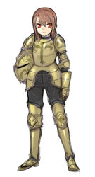  armor armor_boots boots brown_hair choker gauntlets helmet orion_project pants red_eyes 