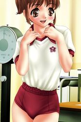  bloomers brown_eyes brown_hair casual_romance_club gym_uniform happy houkago_ren-ai_club ponytail scale 