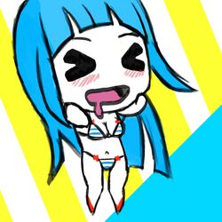  &gt;_&lt; animated animated blue_hair chibi clothed drooling female highs me!me!me! meme_(me!me!me!) smile striped_swimsuit swimsuit unclothed 