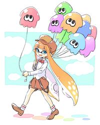  bad_id bad_twitter_id balloon blue_eyes blush_stickers cloud comamawa fangs female full_body happy hat highres inkling inkling_girl inkling_player_character looking_at_viewer monster_girl open_mouth orange_hair outside_border pointy_ears sharp_teeth shoes simple_background sky socks solo splatoon_(series) splatoon_2 squid teeth tentacle_hair walking 