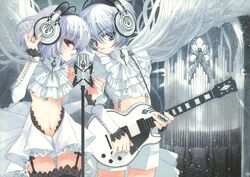  fixme garter_belt guitar hato_no_tamago headphones rami stockings 