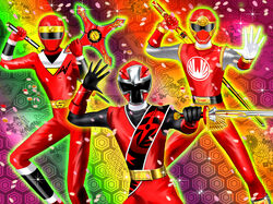  3boys akaninger belt belt_buckle bodysuit bracer buckle bug butterfly cherry_blossoms commentary_request fishnets floral_background flower gloves gradient_background hand_up helmet highres holding holding_weapon hurricane_red looking_at_viewer luna_rune male_focus mask multiple_boys ninja ninja_red ninja_sentai_kakuranger ninpuu_sentai_hurricanger outline over_shoulder petals photoshop_(medium) pose rainbow_background shuriken shuriken_sentai_ninninger sparkle spread_legs standing super_sentai sword trait_connection vambraces weapon weapon_over_shoulder white_gloves 