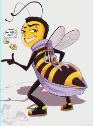  anthro arthropod ass avian barry_b._benson bart_simpson bee bee_movie bird blue_eyes brown_hair chromatic_aberration clothed clothing cursed_image dreamworks group hair hi_res homer_simpson hymenopteran insects lol_comments looking_at_viewer male meme meme_clothing penguin shadman simple_background stinger sweater the_simpsons topwear virgin_killer_sweater what white_background wings yellow_body yellow_skin 