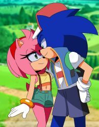  absurd_res amy_rose anthro bedroom_eyes cosplay duo eulipotyphlan female gym_leader hand_on_hip hedgehog hi_res kasumi_(pokemon) lirudraw male mammal narrowed_eyes nintendo pokemon satoshi_(pokemon) seductive sega sonic_the_hedgehog sonic_the_hedgehog_(series) 