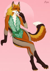  2023 anthro canid canine clothing digital_media_(artwork) female fox hi_res lace lingerie maaia mammal reyna_(reynafox) solo 