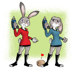  1:1 anthro black_boots black_clothing black_footwear blue_clothing blue_dress boots buckteeth clothed clothing crossover disney dress duo female footwear front_view fur green_background grey_body grey_fur gun heart_reaction heart_symbol holding_gun holding_object holding_ranged_weapon holding_weapon judy_hopps lagomorph leporid mammal multiple_images phaser purple_eyes rabbit ranged_weapon raygun red_clothing red_dress red_heart simple_background slim_anthro slim_female solo space_force standing star_trek teeth tony_helms tribble weapon wishbone_mouth zootopia 