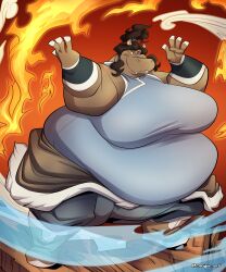  2026 absurd_res air_manipulation alternate_species anthro avatar:_the_last_airbender belly belly_overhang big_belly big_breasts boots bottomwear breasts brown_body brown_hair clothed clothing common_hippopotamus digital_media_(artwork) earth_manipulation elemental_manipulation fat_arms female fire footwear full-length_portrait furrification hair hi_res hippopotamid huge_belly huge_breasts hugo_enrique_art korra mammal nickelodeon obese obese_anthro obese_female overweight overweight_anthro overweight_female pants ponytail portrait pose shirt shoes signature smile solo the_legend_of_korra tight_clothing topwear water_manipulation 