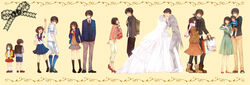  2boys :p absurdres age_progression aged_down aged_up akanbe anger_vein ankle_boots baby backpack bag black_hair blazer boots bridal_veil bride carrying chibi_maruko-chan chocolate coat commentary_request couple dress elbow_gloves eyelid_pull family female formal gloves happy highres holding_hands if_they_mated jacket lolicon multiple_boys necktie oono_ken&#039;ichi pantyhose pregnant sakura_momoko scarf school_uniform serafuku short_hair skirt smile sportswear straight suit teenage tongue tongue_out towel veil wedding_dress yuzudrop 