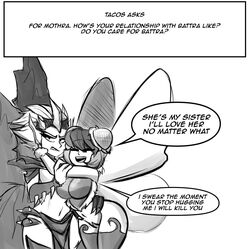  all_fours alternate_species animal_humanoid arthropod arthropod_humanoid ass battra big_breasts bottomwear breasts clothing dialogue dr._pizza_boi duo english_text female godzilla_(series) greyscale hi_res humanoid humanoidized insect_humanoid insects kaiju kaiju_girls_(webcomic) loincloth monochrome mothra mothra_(series) rule_63 sibling_(lore) sister_(lore) sisters_(lore) speech_bubble text toho 