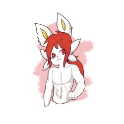  12luigi anthro cinderace ear_piercing ear_ring generation_8_pokemon hair hazby_o&#039;neil male nintendo notched_ear piercing pokemon pokemon_(species) red_eyes red_hair ring_piercing solo white_body 