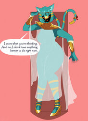  absurd_res anthro assertive assertive_female bell big_breasts blue_body blue_fur breasts clothing dialogue dominant dominant_female dress egyptian eldritch_abomination english_text female footwear fur gold_(metal) gold_jewelry hi_res high_heels humanoid jewelry living_tail looking_at_viewer nyanlathotep_(sucker_for_love) seductive shadow_face simple_background solo sucker_for_love tail tail_head talking_to_viewer tall text thick_thighs translucent translucent_clothing tyler_3d_(artist) unusual_anatomy unusual_tail 