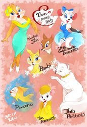  2017 3fuu anthro bambi_(film) blue_eyes blush bow_(feature) brown_body brown_fur bubble cheek_tuft chip_&#039;n_dale chipmunk clarice_(disney) cleo_(disney) closed_eyes clothed clothing coat collage_(disambiguation) collar cyprinid cypriniform dale_(disney) deer disney domestic_cat dress duchess_(aristocats) english_text eyelashes facial_tuft felid feline felis female feral fish footwear fur gloves goldfish green_clothing green_dress ground_squirrel group half-closed_eyes handwear hat headgear headwear kiss_mark lagomorph leotard leporid makeup male mammal marine miss_bianca_(the_rescuers) miss_bunny miss_kitty_mouse mouse mule_deer murid murine narrowed_eyes new_world_deer open_mouth open_smile pinocchio rabbit red_nose rodent sciurid smile tan_body tan_fur text the_aristocats the_great_mouse_detective the_rescuers_(disney) topwear tuft white_body white_fur yellow_body yellow_clothing yellow_coat yellow_hat yellow_headwear yellow_topwear young 