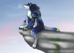  anthro canid canine canis feral hi_res howl male mammal mythological_canine mythological_creature mythology rock semi-anthro semiferal solo were werecanid werecanine werewolf wolf zhekathewolf 