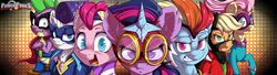  2015 absurd_res applejack_(mlp) blonde_hair blue_body blue_eyes blue_fur clothing costume digital_media_(artwork) dragon earth_pony english_text equid equine eyewear feathered_wings feathers female feral fili-second_(mlp) fluttershy_(mlp) friendship_is_magic fur goggles green_eyes grin group hair half-closed_eyes hasbro hi_res horn horse humdrum_(mlp) long_hair looking_at_viewer male mammal mane_six_(mlp) mask masked_matter-horn_(mlp) mistress_mare-velous_(mlp) multicolored_hair my_little_pony mythological_creature mythological_equine mythological_scalie mythology narrowed_eyes open_mouth orange_body orange_fur pegasus pink_body pink_fur pink_hair pinkie_pie_(mlp) pony power_ponies_(mlp) purple_body purple_eyes purple_fur purple_hair radiance_(mlp) rainbow_dash_(mlp) rainbow_hair rarity_(mlp) saddle_rager_(mlp) scalie smile spike_(mlp) superhero teeth text twilight_sparkle_(mlp) two_tone_hair unicorn vicse white_body white_fur wings yellow_body yellow_feathers yellow_fur zapp_(mlp) 