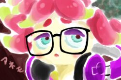  animal_humanoid annie_(splatoon) anthozoan anthozoan_humanoid blue_eyes cnidarian cnidarian_humanoid electronics eyewear female glasses headphones humanoid low_res marine marine_humanoid nintendo painting sea_anemone_humanoid solo splatoon telunet 