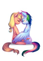  2015 alpha_channel applejack_(mlp) bakki blue_body blue_feathers blue_fur close_(disambiguation) duo earth_pony equid equine feathered_wings feathers female feral freckles friendship_is_magic fur hair hasbro hi_res horse hug mammal multicolored_hair my_little_pony mythological_creature mythological_equine mythology pegasus pony rainbow_dash_(mlp) rainbow_hair simple_background transparent_background wings 