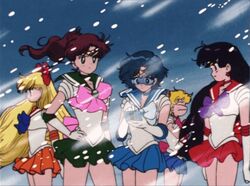  5girls ami_mizuno bishoujo_senshi_sailor_moon color colored makoto_kino minako_aino multiple_girls rei_hino sailor_jupiter sailor_mars sailor_mercury sailor_moon sailor_venus screencap screenshot shivering snow tagme unknown_artist usagi_tsukino 