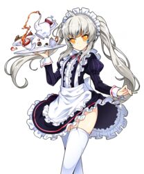  apron dress elsword eve_(elsword) female long_hair maid maid_headdress official_art poseich solo standing thighhighs transparent_background twintails very_long_hair white_apron white_hair white_thighhighs yellow_eyes zettai_ryouiki 