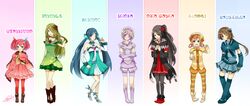  :q adjusting_hair bare_shoulders bike_shorts black_hair blue_eyes blue_hair boots brown_eyes brown_hair capelet character_name charlotte_(madoka_magica) commentary dress elbow_gloves elsa_maria_(madoka_magica) english_commentary eyebrows flower gertrud_(madoka_magica) gisela_(madoka_magica) gloves green_eyes green_hair h.n.elly_(kirsten) hair_flower hair_ornament hair_over_one_eye hair_ribbon hair_rings hands_clasped izabel_(madoka_magica) kneehighs long_hair madoka_runes magical_girl mahou_shoujo_madoka_magica multiple_girls necktie one_eye_closed open_mouth orange_hair own_hands_together pantyhose parted_lips patricia_(madoka_magica) personification pigeon-toed pink_hair purple_footwear ribbon short_hair short_twintails shorts signature sleeves_past_wrists standing striped striped_legwear tongue tongue_out twintails witch_(madoka_magica) yunare 