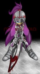  anthro armor avian beak biped bird blood blue_eyes bodily_fluids feathers female hair headgear helmet hirundinid jewelry knight looking_at_viewer melee_weapon necklace open_mouth oscine passerine purple_body purple_feathers purple_hair rondineviola sega solo sonic_and_the_black_knight sonic_riders sonic_storybook_series sonic_the_hedgehog_(series) standing swallow_(bird) sword warrior watermark wave_the_swallow weapon 