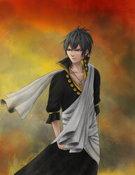  1boy archilldraws fairy_tail jewelry male_focus necklace photoshop_(medium) red_eyes solo zeref 