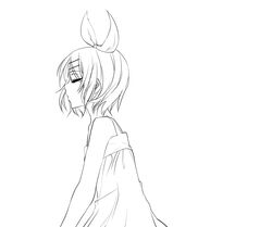  closed_eyes commentary_request female greyscale hair_ornament hairclip kagamine_rin line_art monochrome profile rituiti short_hair solo vocaloid 