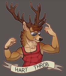  abs anthro clothing deer eyewear fauxlacine flexing grey_background male mammal muscular shirt simple_background solo sunglasses tank_top topwear 