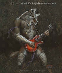  2007 anthro bandage canid canine canis coyote guitar kurst male mammal musical_instrument playing_guitar playing_music plucked_string_instrument rog_minotaur solo string_instrument 