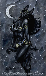  2003 anthro anubian_jackal anubis breasts canid canine canis dancing deity egyptian_mythology female jackal mammal middle_eastern_mythology moon mythology rog_minotaur solo star 