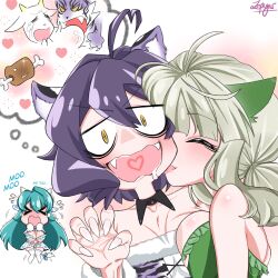  animal_ears araga_kiwi breasts cat_ears cat_girl cow_ears fangs fingernails hiiragi_utena leopard_ears leopard_girl leoparde_(mahou_shoujo_ni_akogarete) licking magia_azure magia_baiser mahou_shoujo_ni_akogarete minakami_sayo short_hair tail zephyhime 