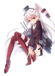  amatsukaze_(kantai_collection) bad_id bad_pixiv_id banned_artist blush brown_eyes dress garter_straps hair_tubes kantai_collection kyara36 long_hair long_sleeves looking_at_viewer rensouhou-kun sailor_dress short_dress silver_hair solo striped striped_legwear thighhighs two_side_up windsock 