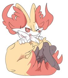  ambiguous_gender anthro black_body black_fur braixen fur generation_6_pokemon hi_res nintendo nyaswitchnya pokemon pokemon_(species) red_body red_eyes red_fur simple_background solo white_background white_body white_fur yellow_body yellow_fur 