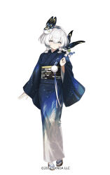  animal blue_eyes dango female food garuku gloves hair_between_eyes japanese_clothes kimono looking_at_viewer mask mask_on_head obi obiage obijime official_art oshiro_project:re sash shikano_(oshiro_project) short_hair solo wagashi white_background white_gloves white_hair 