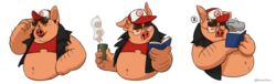  2019 anthro belly book breeze_in_the_clouds burney_(breeze_in_the_clouds) clothing domestic_pig eyewear glasses hat headgear headwear male mammal overweight overweight_anthro overweight_male polartoons reading shirt simple_background solo suid suina sus_(pig) topwear white_background 