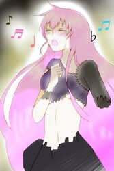  amputee beamed_eighth_notes beamed_sixteenth_notes crying female gears long_hair mechanical_parts megurine_luka missnowman518 music musical_note pink_hair singing solo vocaloid wander_last_(vocaloid) 